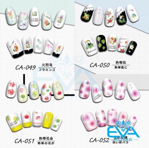  Decal Dán Móng Tay 3D Nail Sticker Tráng Trí Hoạ Tiết Hoa Lá Và Hồng Hạc CA049 - CA052 