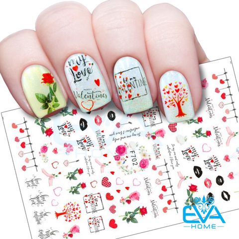  Decal Dán Móng Tay 3D Nail Sticker Tráng Trí Hoạ Tiết Chủ Đề Tình Yêu Valentine F702 