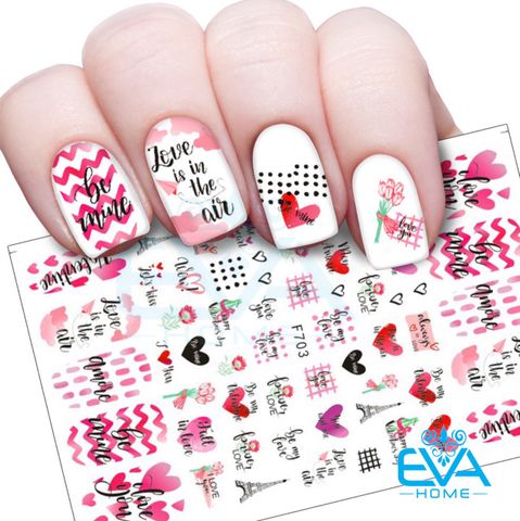  Decal Dán Móng Tay 3D Nail Sticker Tráng Trí Hoạ Tiết Chủ Đề Tình Yêu Fall In Love F703 