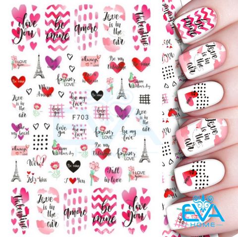  Decal Dán Móng Tay 3D Nail Sticker Tráng Trí Hoạ Tiết Chủ Đề Tình Yêu Fall In Love F703 