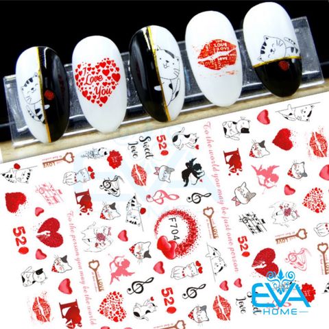  Decal Dán Móng Tay 3D Nail Sticker Tráng Trí Hoạ Tiết Chủ Đề Tình Yêu 520 Sweet Love F704 