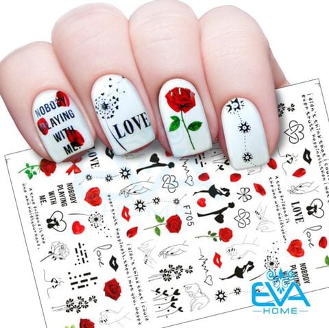  Decal Dán Móng Tay 3D Nail Sticker Tráng Trí Hoạ Tiết Chủ Đề Tình Yêu Playing With Me F705 