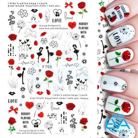  Decal Dán Móng Tay 3D Nail Sticker Tráng Trí Hoạ Tiết Chủ Đề Tình Yêu Playing With Me F705 