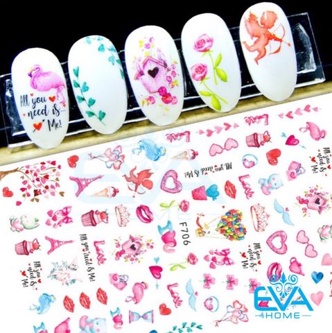  Decal Dán Móng Tay 3D Nail Sticker Tráng Trí Hoạ Tiết Chủ Đề Tình Yêu All U Need Is Me F706 