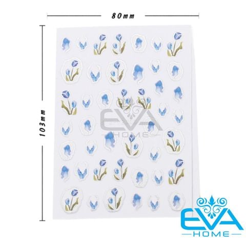  Sticker Dán Móng Tay 3D Chống Nước Hoạ Tiết Hoa Tulip Viền Vàng Sang Trọng STZ YB003 