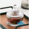 Thố Mứt Thuỷ Tinh Pha Lê Delisoga Họa Tiết Kẻ Sọc Phong Cách Royal Sang Trọng / Thố Mứt Tết Kẻ Sọc Stripe Crytal Candy Jar With Lid TG1032-4