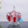 Thố Mứt Thuỷ Tinh Pha Lê 3 Chân Màu Họa Tiết Hoa Nổi Nhỏ Vintage Covered Cut Candy Jar with Lid T15