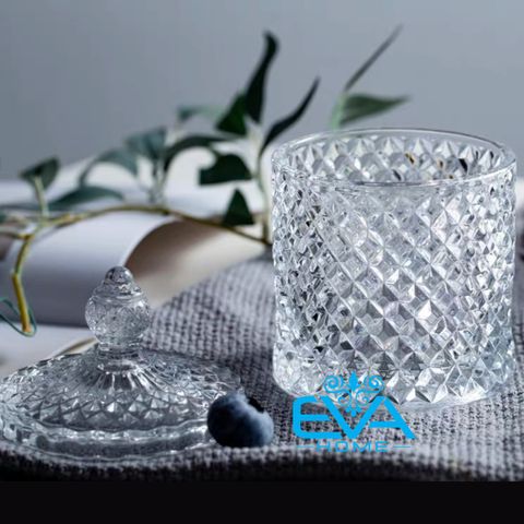  Thố Mứt Thuỷ Tinh Pha Lê Kim Cương Lớn Delisoga  Large Crystal Diamond Jar TG1030-5 Cao Cấp Sang Trọng 