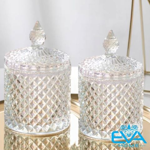  Set 4 Thố Mứt Tết /  Thố Bi Kim Cương Lớn Large Crystal Diamond Jar TG1030-5 Cao Cấp Sang Trọng 