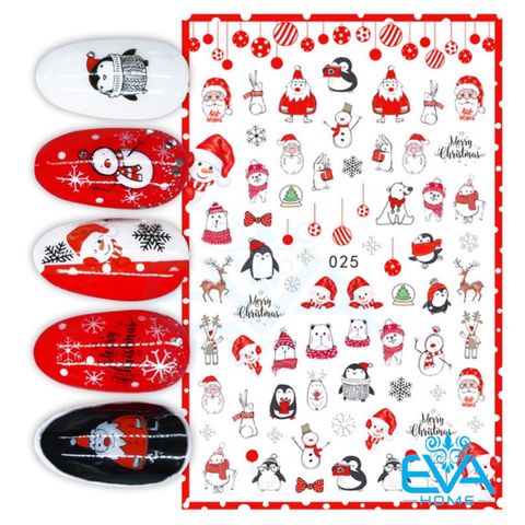  Decal Dán Móng Tay 3D Nail Sticker Hoạ Tiết Trang Trí Noel Giáng Sinh EB025 