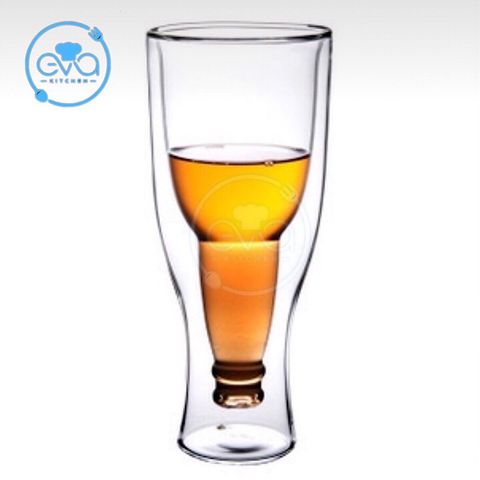  Ly Thuỷ Tinh Hai Lớp Chịu Nhiệt Upside Down Beer Glass Độc Lạ 350 ML 