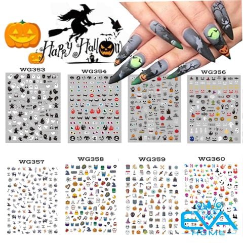  Decal Dán Móng Tay 3D Nail Sticker Chủ Đề Lễ Hội Ma Quỷ Halloween Colecction Hoạ Tiết Ma Quái Mạng Nhện WG 