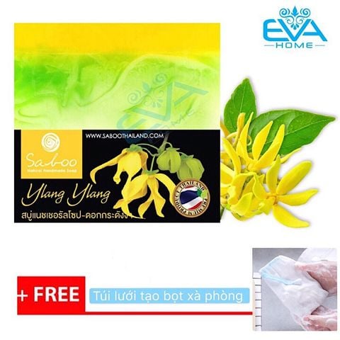  Xà Phòng Saboo Ngọc Lan Tây - Ylang Ylang Soap Handmade Thailand ( Tặng 1 túi lưới tạo bọt xà phòng) 