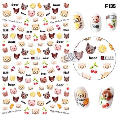  STICKER DÁN MÓNG TAY HÌNH GẤU DỄ THƯƠNG CUTE BEAR OPTION 