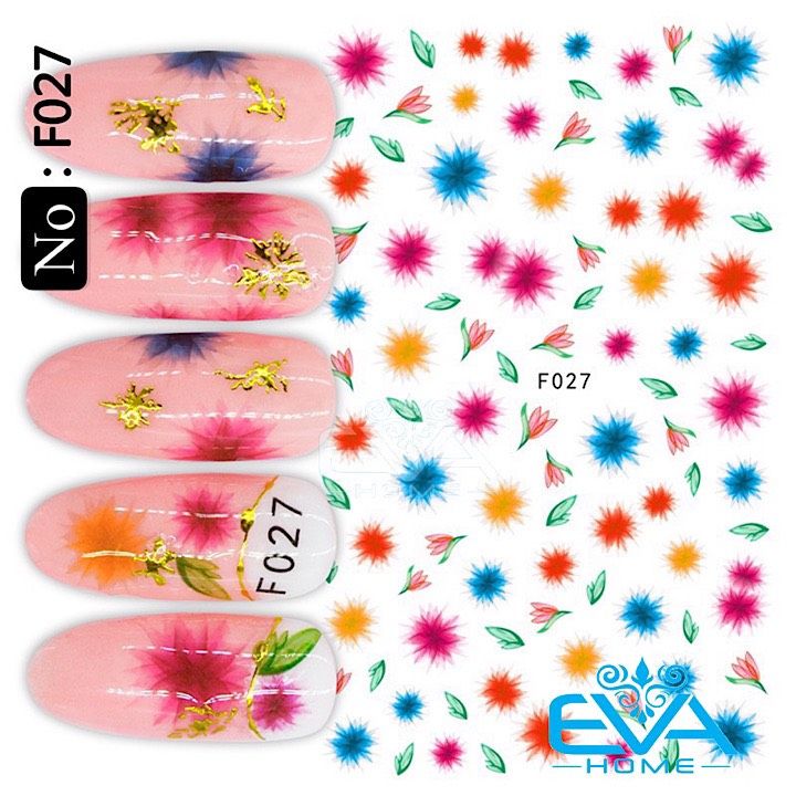 Miếng Dán Móng Tay 3D Nail Sticker Tráng Trí Hoạ Tiết Bông Hoa F027