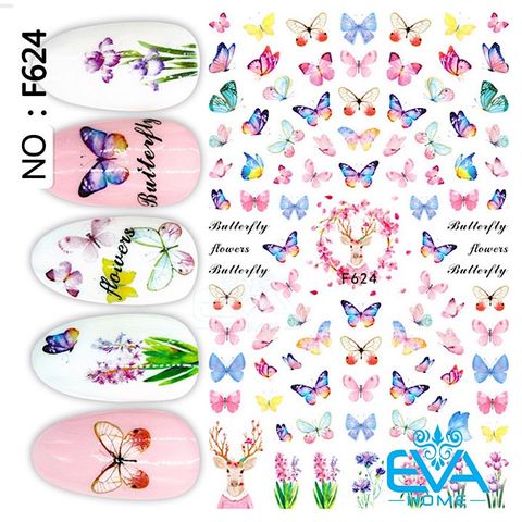  Miếng Dán Móng Tay 3D Nail Sticker Tráng Trí Hoạ Tiết Bướm Hoa Flowers Butterfly F624 