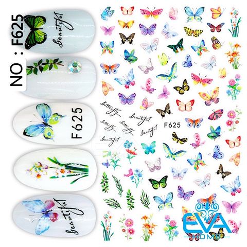  Miếng Dán Móng Tay 3D Nail Sticker Tráng Trí Hoạ Tiết Bướm Butterfly F625 