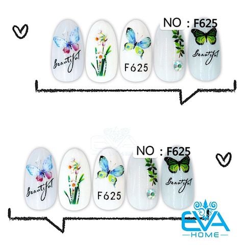  Miếng Dán Móng Tay 3D Nail Sticker Tráng Trí Hoạ Tiết Bướm Butterfly F625 