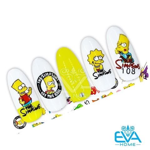  Decal Dán Móng Tay 3D Nail Sticker Hoạ Tiết Hoạt Hình Gia Đình Simpsons EB108 