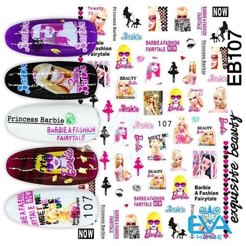  Decal Dán Móng Tay 3D Nail Sticker Hoạ Tiết Hoạt Hình Búp Bê Barbie Fashion EB107 