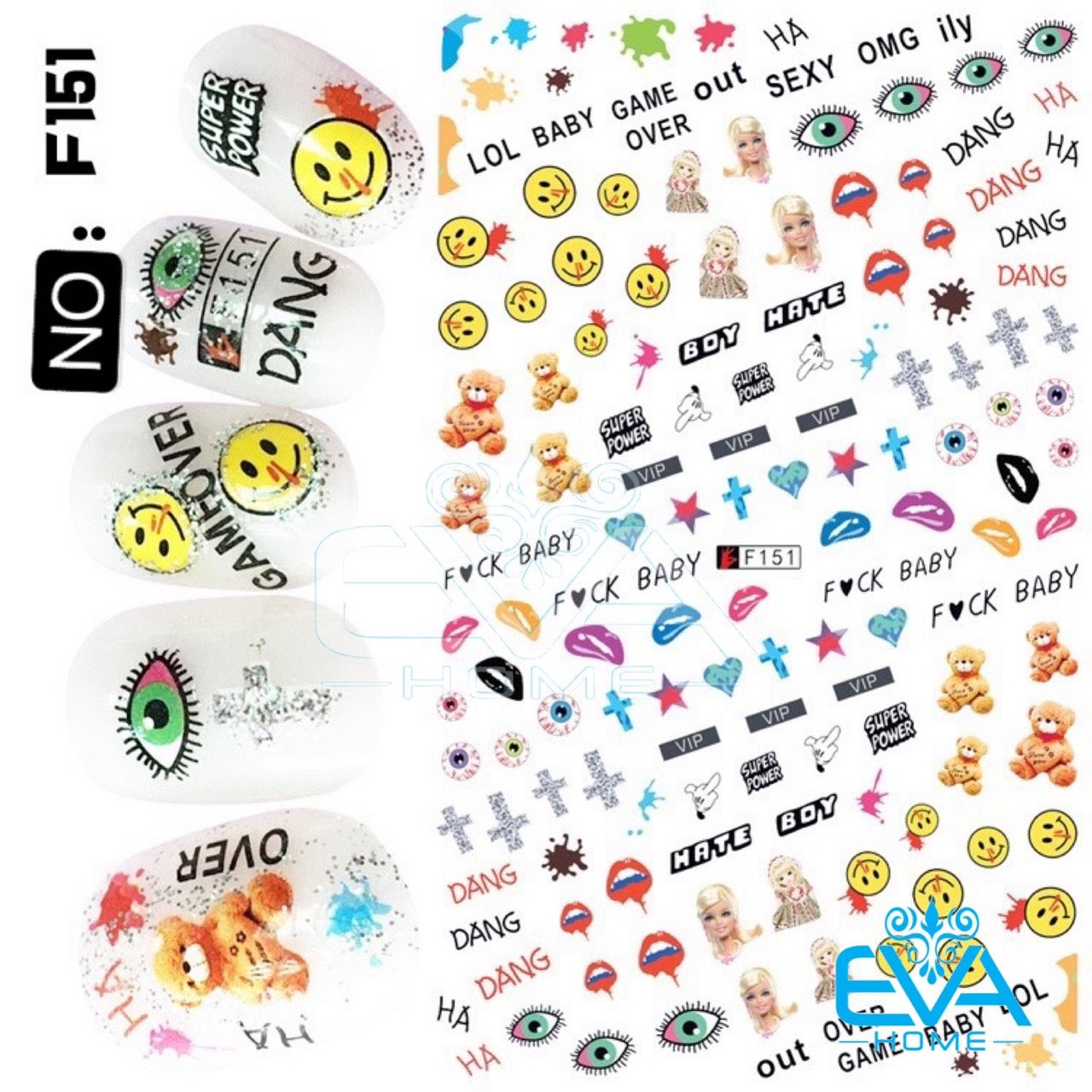 Decal Dán Móng Tay 3D Nail Sticker Hoạ Tiết Hoạt Hình LOL Baby F151