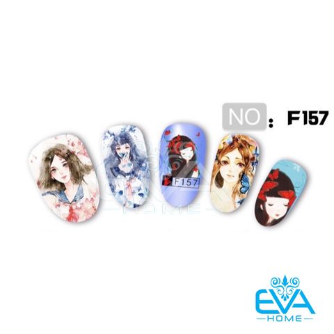  Decal Dán Móng Tay 3D Nail Sticker Hoạ Tiết Nhân Vật Truyện Tranh Phong Cách Châu Âu Anime Girls F157 