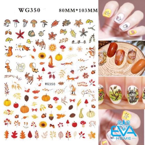 Decal Dán Móng Tay 3D Nail Sticker Hoạ Tiết Lá Mùa Thu Autumn Leaves WG350 