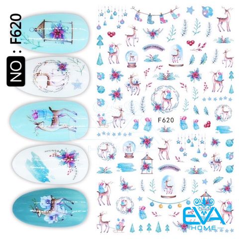  Decal Dán Móng Tay 3D Nail Sticker Hoạ Tiết Trang Trí Noel Giáng Sinh F620 