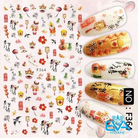  Decal Dán Móng Tay 3D Nail Sticker Tráng Trí Móng Hoạ Tiết Tết Đón Xuân F364 