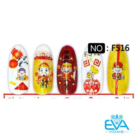  Decal Dán Móng Tay 3D Nail Sticker Tráng Trí Móng Hoạ Tiết Tết Đón Xuân F516 