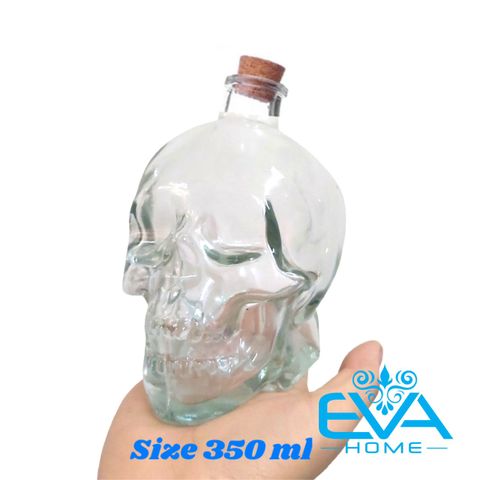  Bình Rót Thuỷ Tinh Đầu Lâu Nút Bần Glass Skull Decanter 350ml SP969 