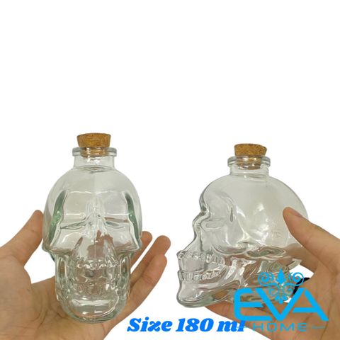  Bình Rót Thuỷ Tinh Đầu Lâu Nút Bần Glass Skull Decanter 180 ml SP1298 