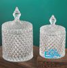Set 2 Thố Mứt Thuỷ Tinh Pha Lê Delisoga Hoạ Tiết Kim Cương Lớn Nhỏ / Thố Bi Lớn Nhỏ 2 Size Crystal Diamond Jar TG1030