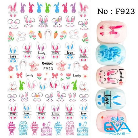  Decal Dán Móng Tay 3D Nail Sticker Tráng Trí Hoạ Tiết Thỏ Con Lovely – Some Bunny Loves You F923 