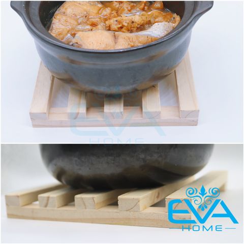  Set 3 Miếng Lót Nồi Gỗ Vuông 16-18-20cm Cách Nhiệt Bàn Ăn / Set Of 3 Pieces Square Wooden Trivet 