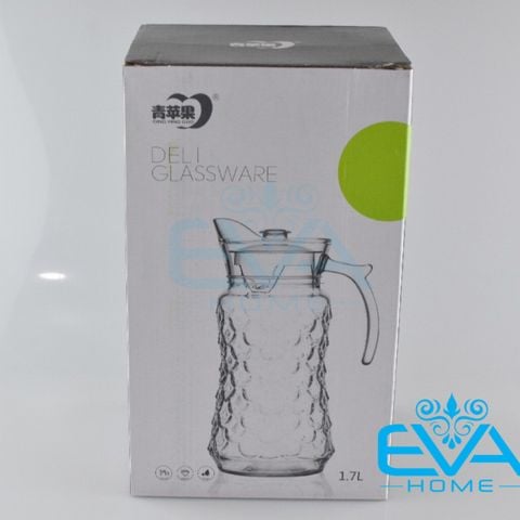  Bình Thuỷ Tinh Đựng Nước 1.7L Quai Cầm Miệng Rót Hoa Văn Vảy Cá YZH34 Scales Pattern Glass Pitcher Jar 1700ML 