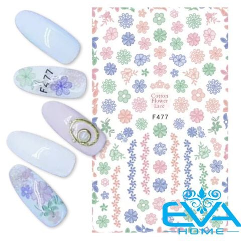  Miếng Dán Móng Tay 3D Nail Sticker Tráng Trí Hoạ Tiết Bông Hoa F477 