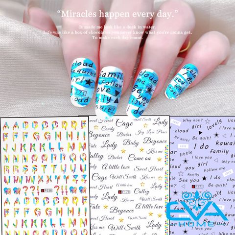  Miếng Dán Móng Tay 3D Nail Sticker Tráng Trí Hoa Văn Hoạ Tiết Chữ Viết Alphabet F038 / F170 / F171 