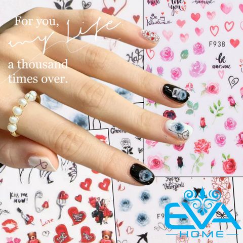  Decal Dán Móng Tay 3D Nail Sticker Love Colecction Hoạ Tiết Về Chủ Đề Tình Yêu F936 / F937 / F938 