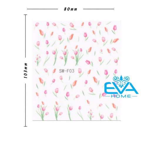  Sticker Dán Móng Tay 3D Chống Nước Chủ Đề Hoa flower Collection Hoạ Tiết Hoa Tulip Màu WF01 / WF02 / WF04 / WF05 / WF06 