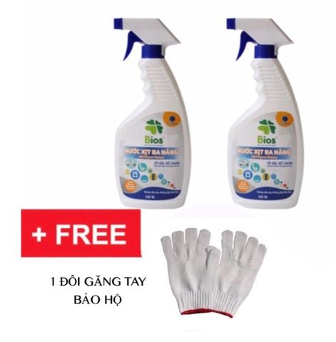  BỘ 2 CHAI XỊT TẨY RỬA ĐA NĂNG BIOS 500ML Tặng kèm găng tay bảo hộ an toàn 