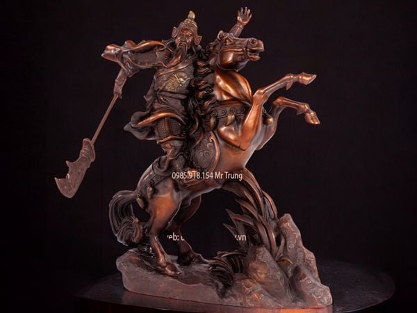 Tượng quan công cưỡi ngựa bằng đồng Cao 35cm