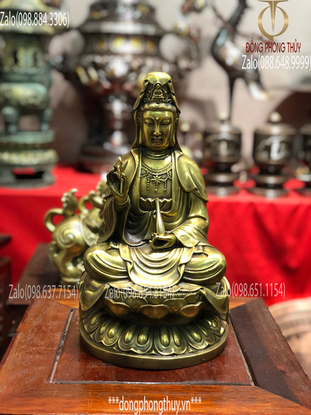 Tượng phật Quan Âm Bằng Đồng CAO 28,5 NGANG 16,5 NẶNG 2,2KG