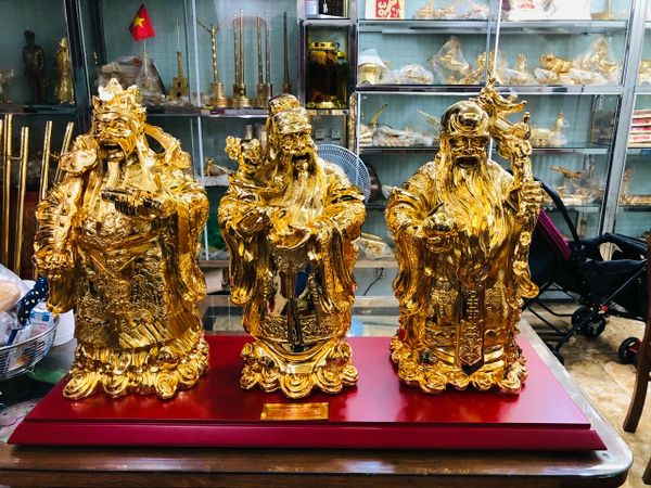 Tượng phúc lộc thọ tam đa dát vàng 24k cao 55cm