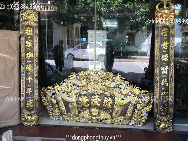 Cuốn thư câu đối 1m76 dát vàng bạc chữ Nho hàng đẹp