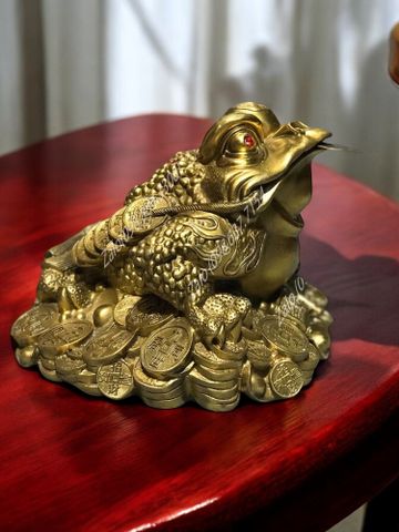 Tượng thiềm thừ cao 18 ngang 21 nặng 2,5kg bằng đồng