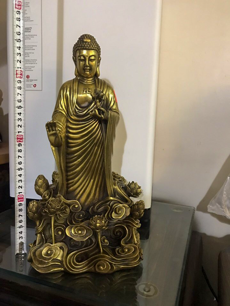 Tượng phật A Di Đà đứng bằng đồng Cao 37