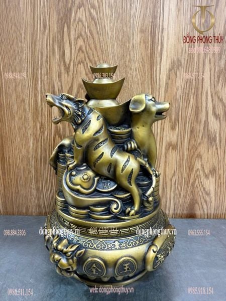 Tượng 12 con giáp bằng đồng cao 24 ngang 15 nặng 5kg/con