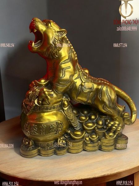 Tượng Hổ phong thuỷ hũ vàng to đại Cao 42x37x9kg