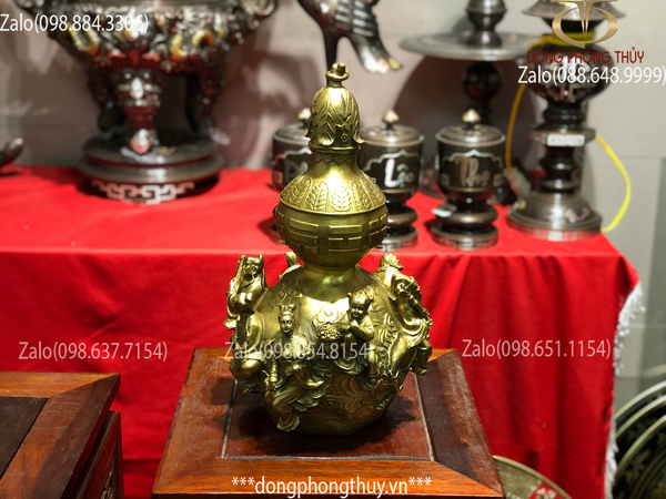 Hồ lô phong thủy bát tiên bằng đồng 36cm
